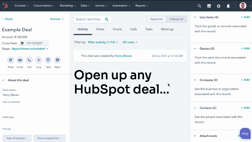 Video of Invoice Stack inside HubSpot